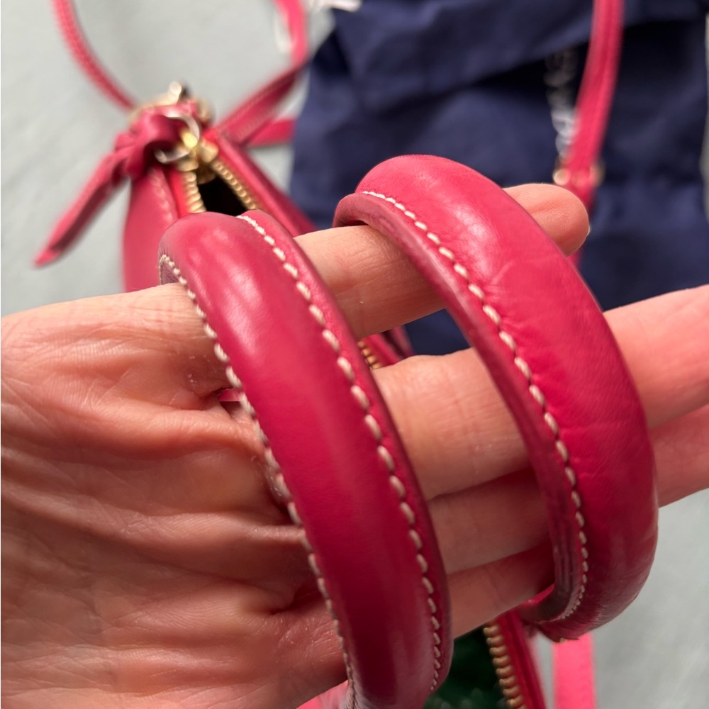 Dooney & Bourke Raspberry Hot Pink Leather Small Crossbody Satchel strap - Picture 5 of 16